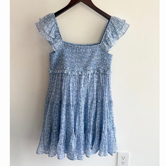 Altar'd State Blue Floral Tiered Babydoll Mini Dress - Picture 3 of 6